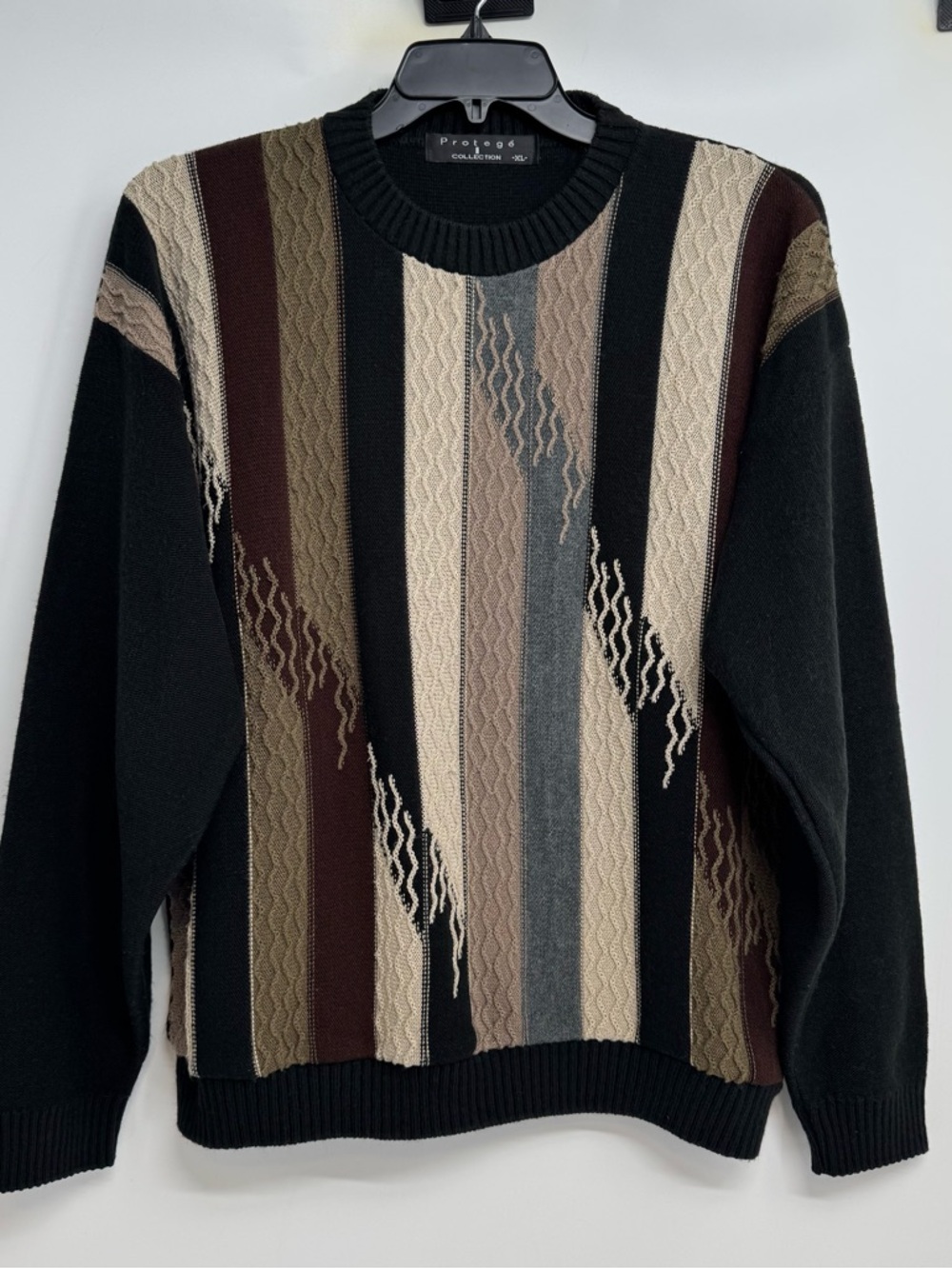 Protege Collection Sweater Mens XL Multi Colorblock Crewneck Pullover USA Made